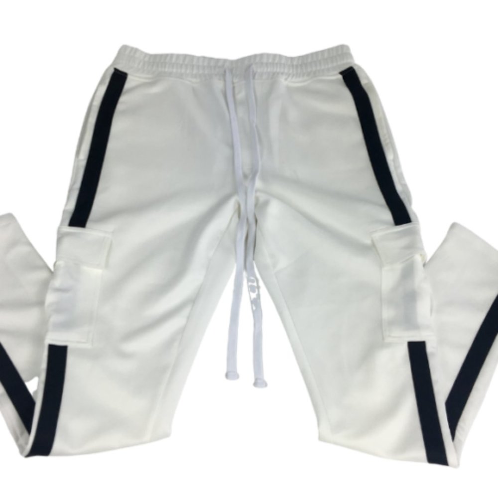 Fashion Nova Men's Sweatpants Track Pants Joggers White And Black Stripe Size S